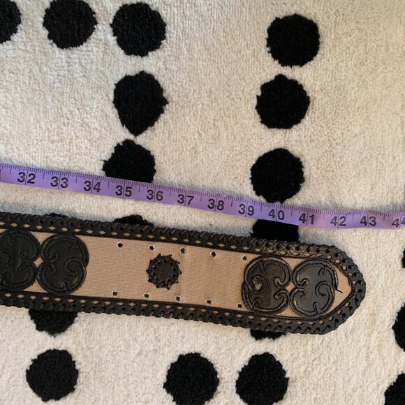 Wide Statement Brown Braided Leather Canvas Boho Chic 70s Hippie Corset Belt - Picture 9 of 13